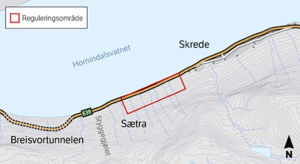 Illustrasjonskart planomrade E39 Skredestranda. Illustrasjon: Statens vegvesen