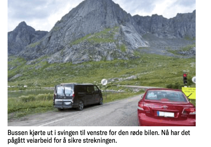 sikrer svingen i lofoten e10 med rekkverk etter bussulykken